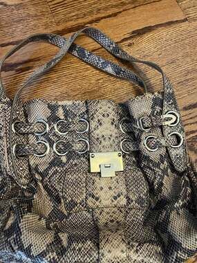 Jimmy Choo Riki Snakeskin Shoulder Bag